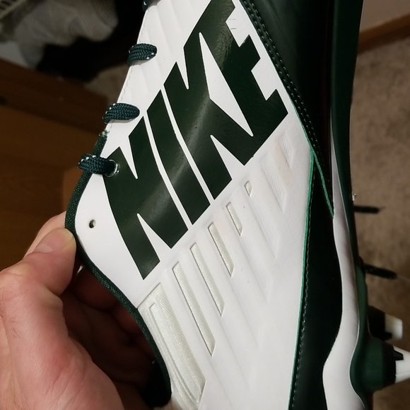 NIKE SIZE 16 GREEN WHITE VAPOR SPEED REPLACEABLE FOOTBALL CLEATS COMES WITH TOOL - Picture 6 of 12